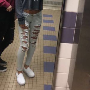 American eagle super distressed jeggings